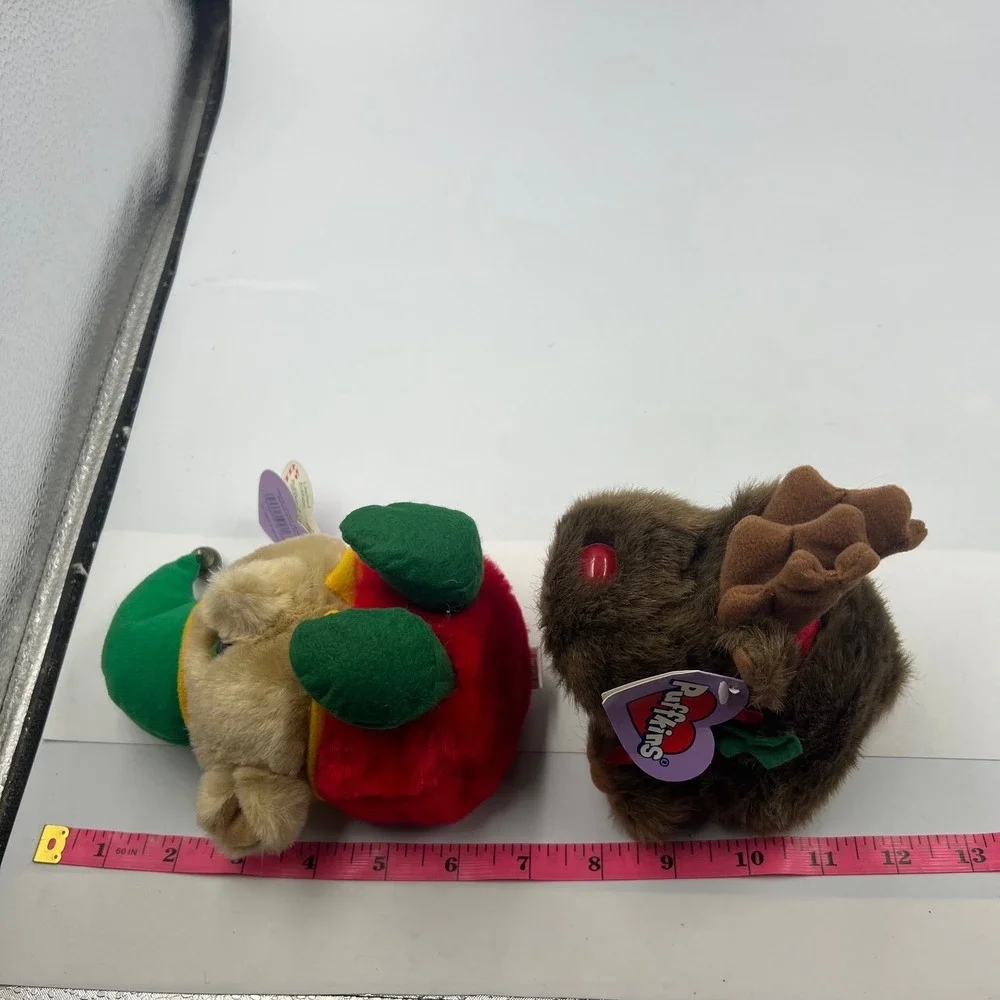 Vintage SWIBCO Puffkins Elvin Elf and Rudy Reindeer Christmas Plush Lot of 2 NWT